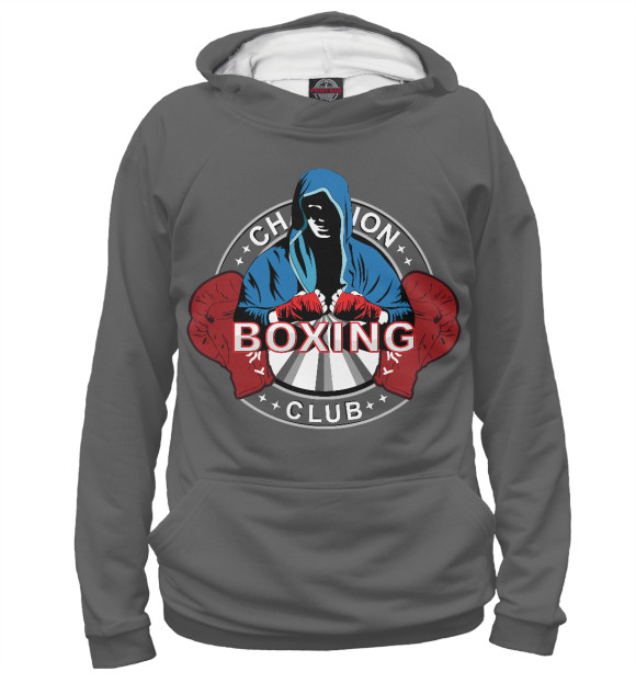 Мужское худи с изображением Boxing цвета Белый