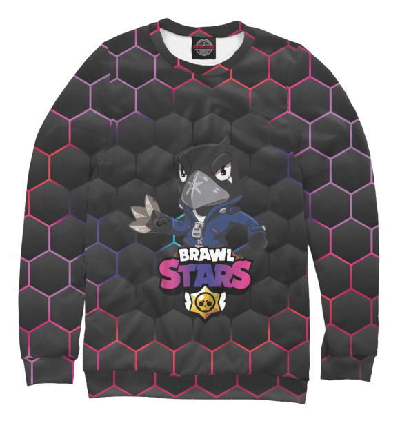 Мужской свитшот с изображением Brawl Stars Crow цвета Белый