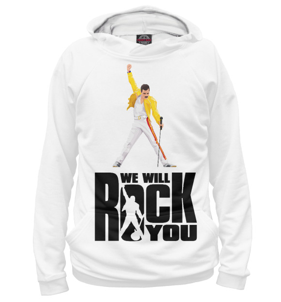 Женское худи с изображением Queen we will rock you цвета Белый