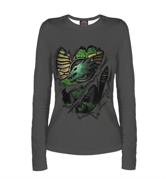 Женский лонгслив с изображением Саламандры цвета Белый