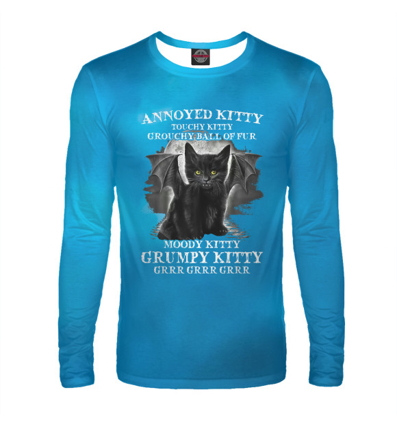 Мужской лонгслив с изображением Annoyed Kitty Touchy Kitty цвета Белый