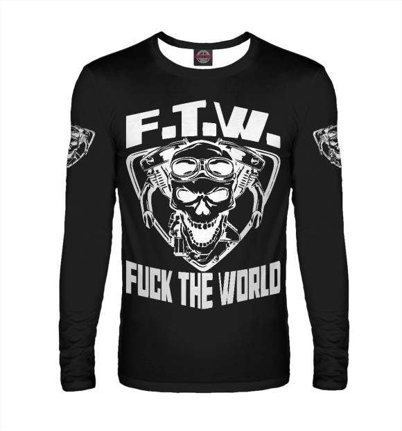 Мужской лонгслив с изображением К чёрту весь мир! цвета Белый