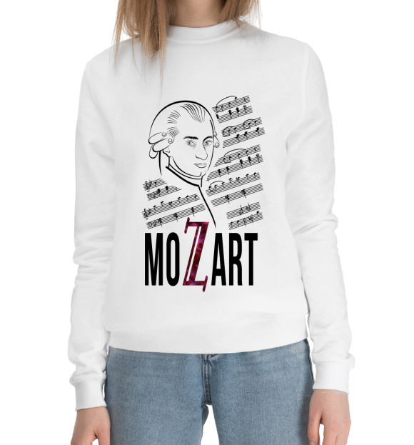 Женский хлопковый свитшот с изображением Моцарт цвета Белый