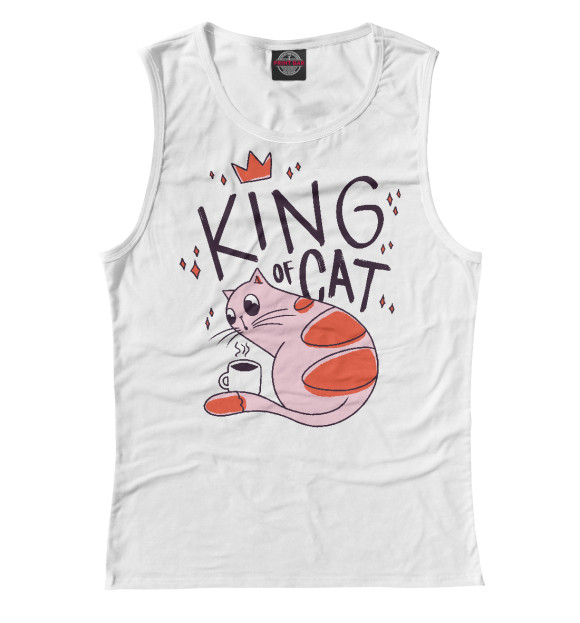 Майка для девочки с изображением King of cat цвета Белый