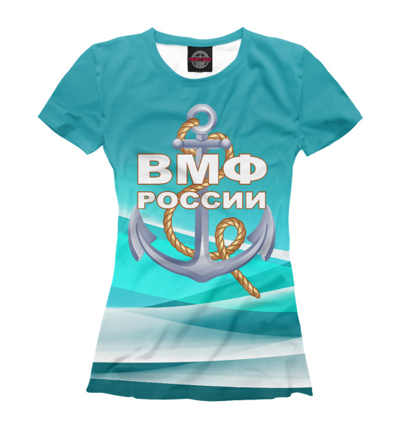 Женская футболка с изображением ВМФ России цвета Белый