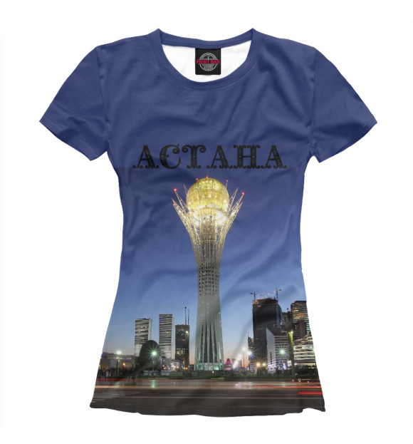 Футболка для девочек с изображением Астана цвета Белый