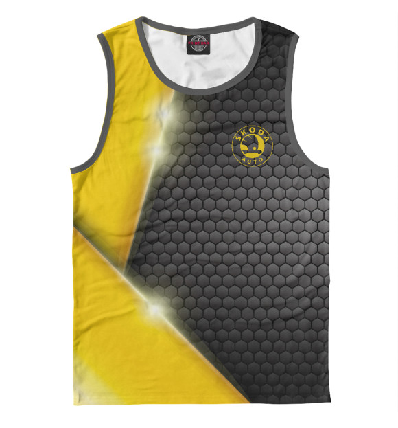 Мужская майка с изображением Карбон Шкода цвета Белый