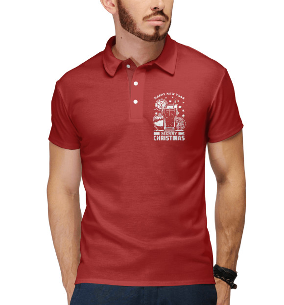 Мужское поло с изображением Новогоднее настроение цвета Белый