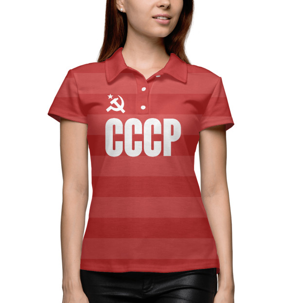 Женское поло с изображением СССР цвета Белый