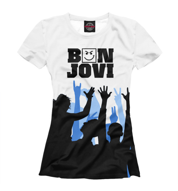 Футболка для девочек с изображением Bon Jovi цвета Белый