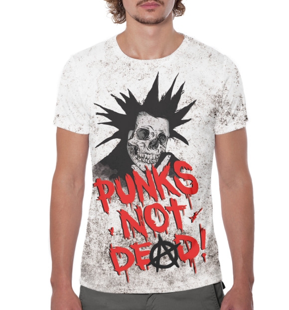 Мужская футболка с изображением Punks not Dead! цвета Белый