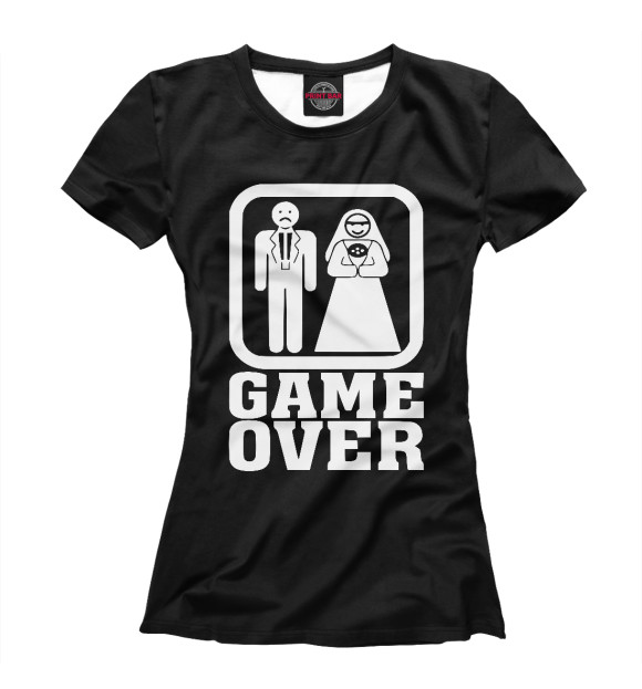 Футболка для девочек с изображением GAME OVER цвета Белый