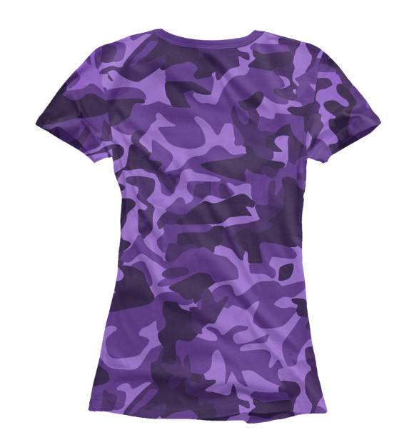 Женская футболка с изображением Фиолетовый камуфляж цвета Белый