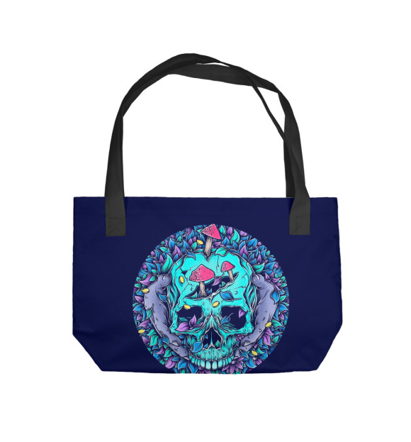 Пляжная сумка с изображением Грибной череп цвета 