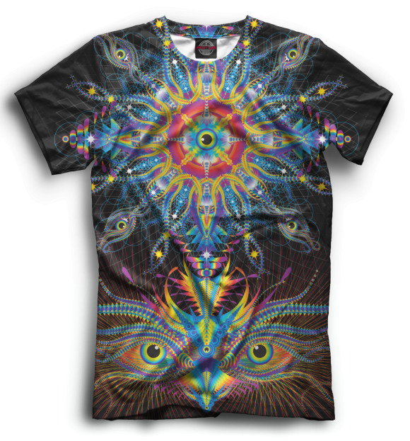 Мужская футболка с изображением Psychedelic цвета Черный