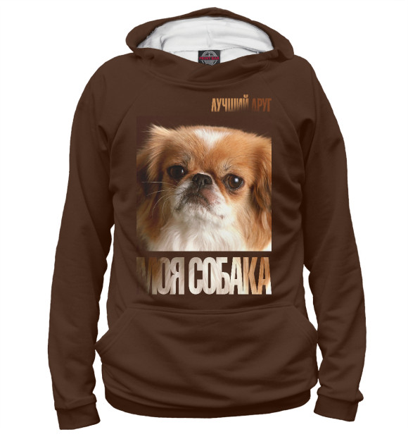 Мужское худи с изображением Пекинес цвета Белый