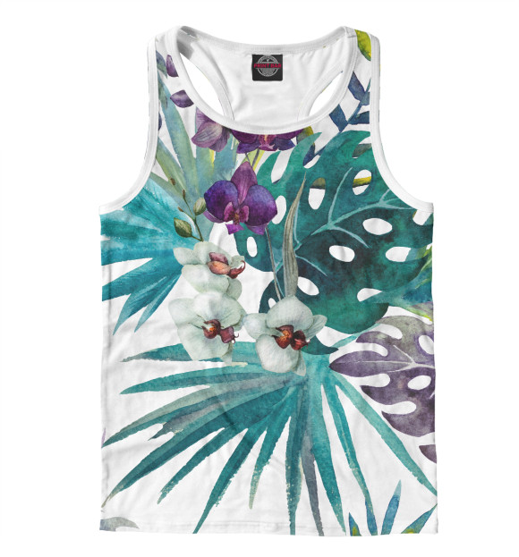 Мужская майка-борцовка с изображением Дикая орхидея цвета Белый