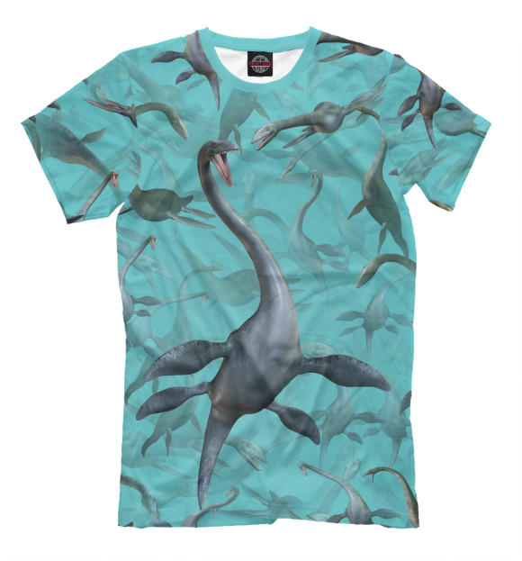 Мужская футболка с изображением Морские динозавры цвета Грязно-голубой