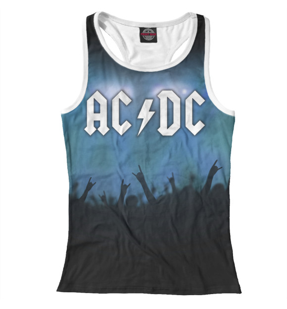 Женская майка-борцовка с изображением AC/DC цвета Белый