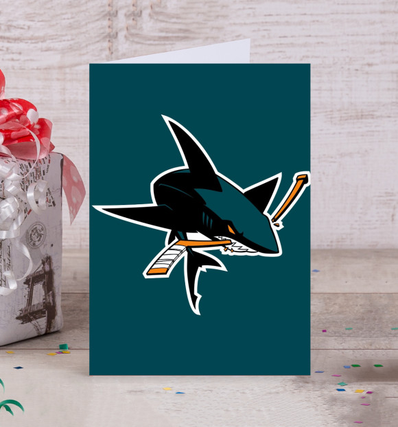 Открытка с изображением Акула цвета Белый