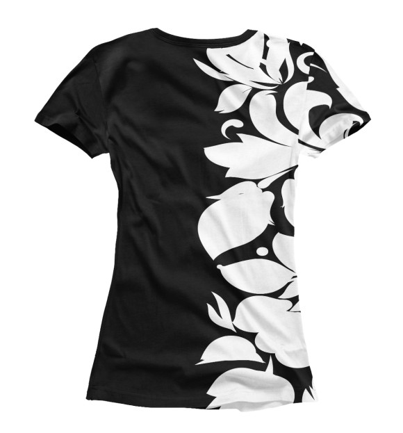 Женская футболка с изображением Russia Black&White Ornament цвета Белый