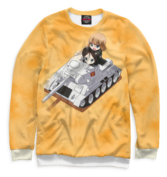 Мужской свитшот с притом Girls und Panzer цвета Белый Мужской свитшот с изображением Girls und Panzer цвета Белый