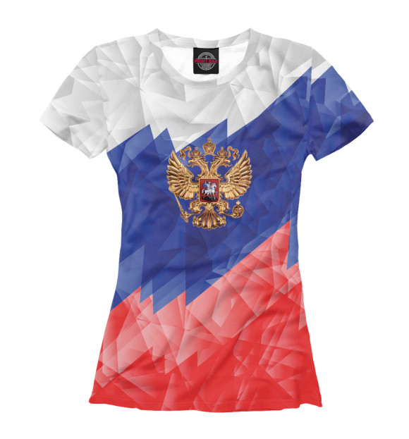 Футболка для девочек с изображением Флаг России динамичный цвета Белый