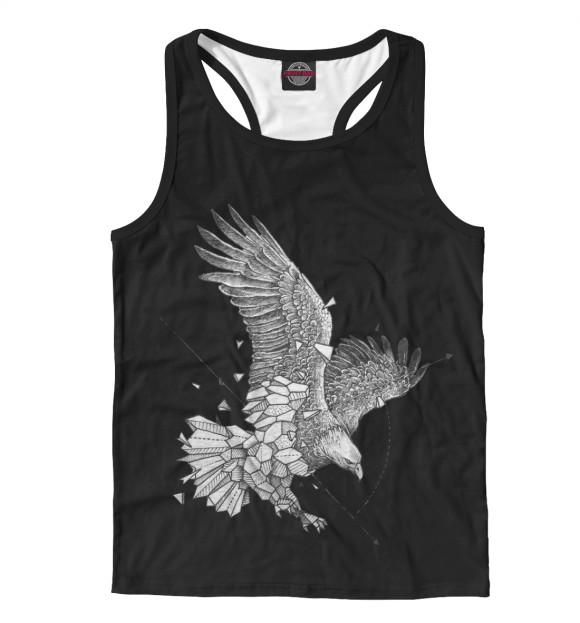 Мужская майка-борцовка с изображением Geometric dark eagle цвета Белый