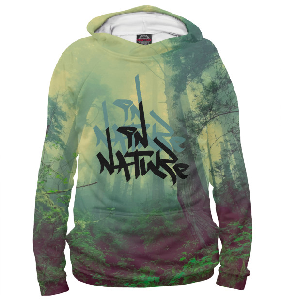 Мужское худи с изображением In Nature цвета Белый