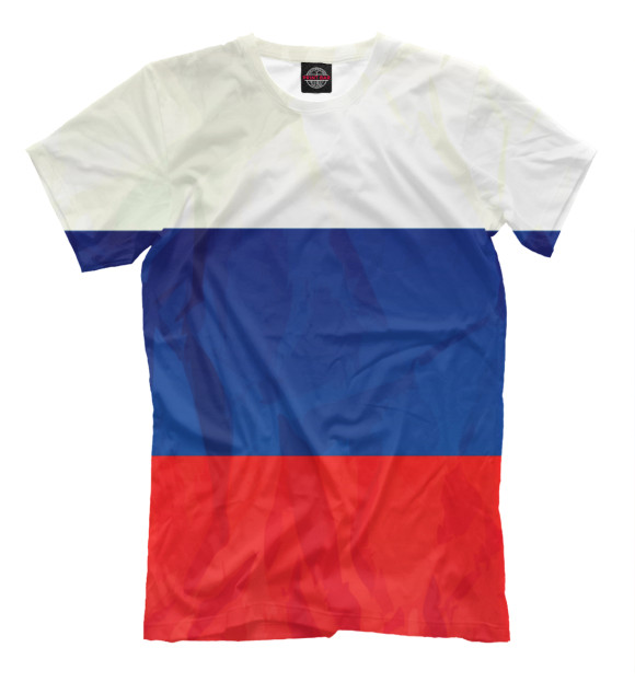 Мужская футболка с изображением Россия цвета Молочно-белый