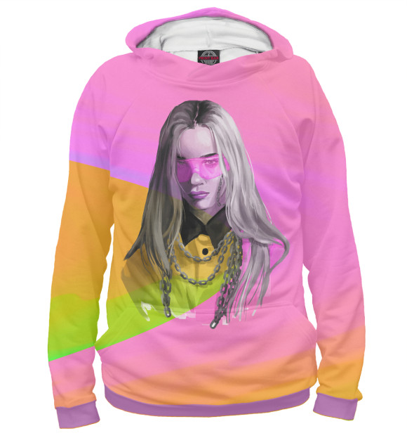 Женское худи с изображением Colors Billie Eilish цвета Белый