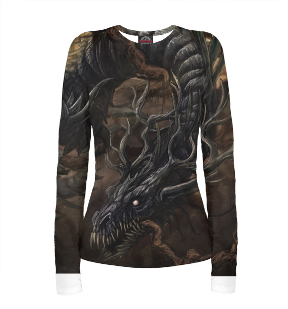 Женский лонгслив с изображением Дракон цвета Белый