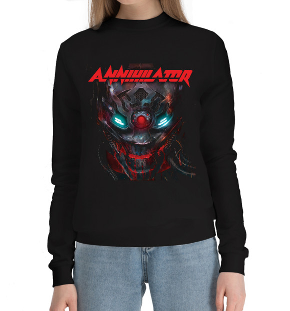 Женский хлопковый свитшот с изображением Annihilator цвета Черный