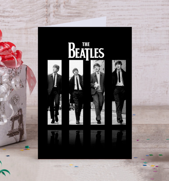 Открытка с изображением The Beatles цвета Белый