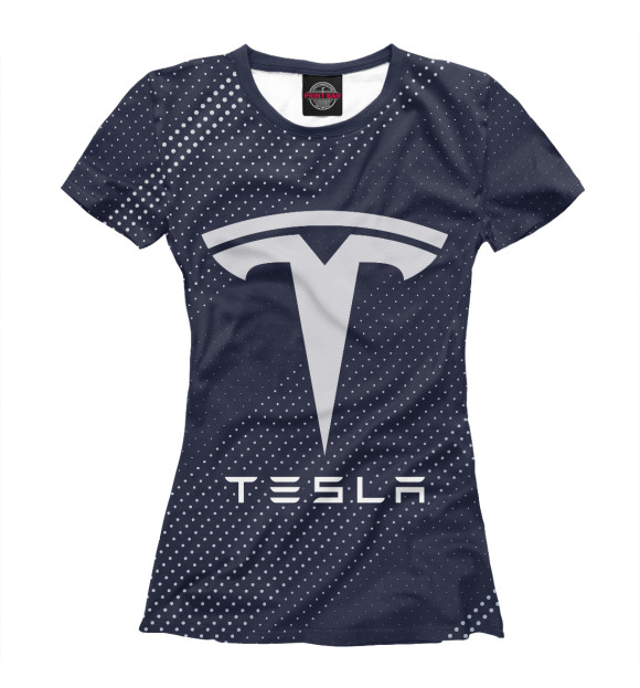 Футболка для девочек с изображением Tesla / Тесла цвета Белый