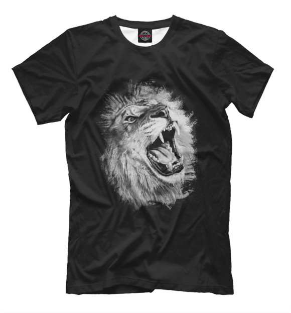 Мужская футболка с изображением Лев Lion цвета Черный