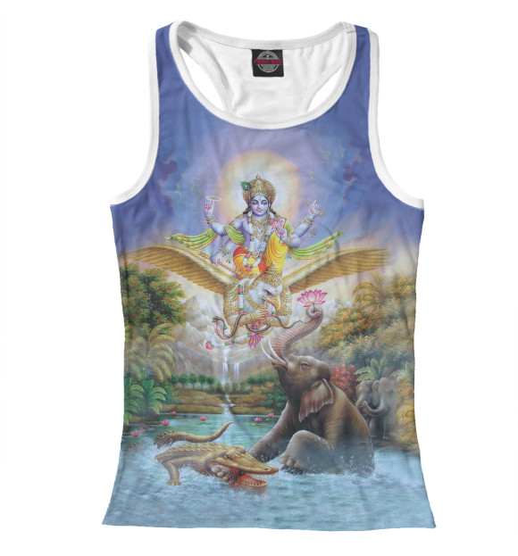 Женская майка-борцовка с изображением Вишну Гаруда Гаджендра цвета Белый
