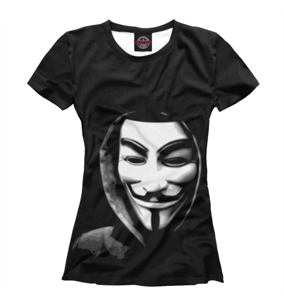 Женская футболка с изображением Анонимус цвета Белый