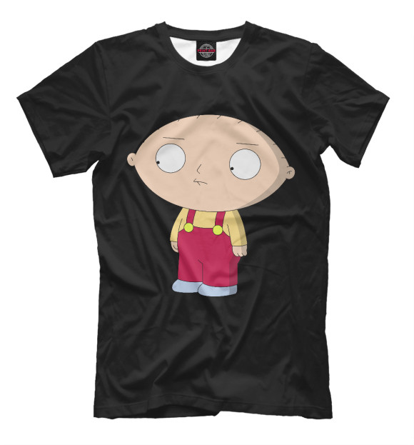 Мужская футболка с изображением Stewie цвета Черный