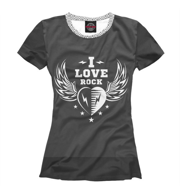 Женская футболка с изображением I love Rock цвета Белый