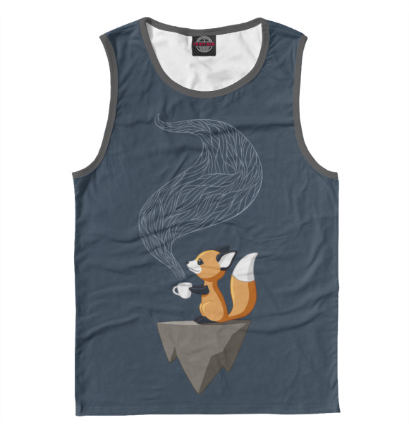 Майка для мальчика с изображением Лисенок с чашкой чая цвета Белый