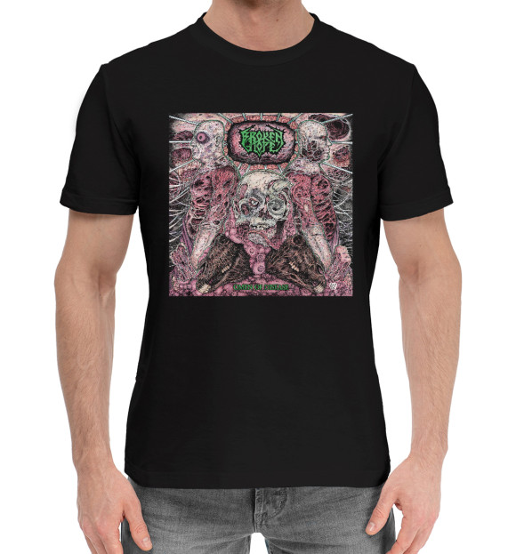 Мужская хлопковая футболка с притом Brokenhope цвета Черный Мужская хлопковая футболка с изображением Brokenhope цвета Черный