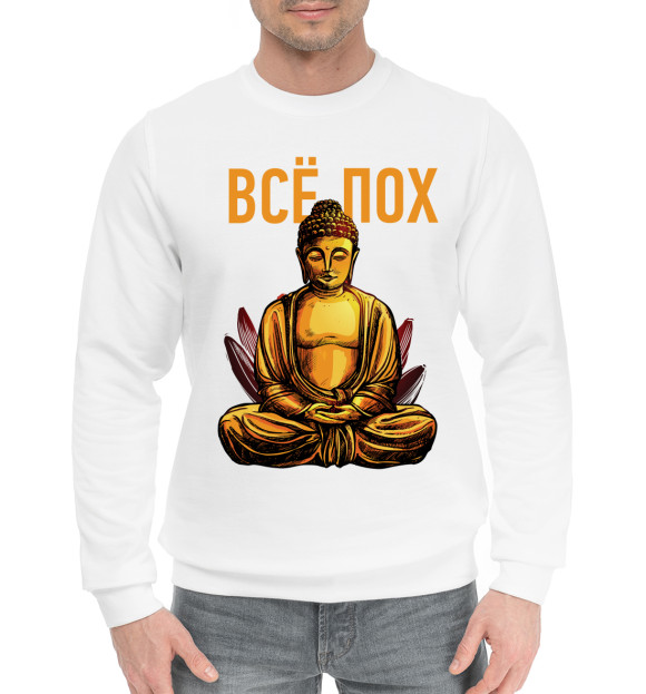 Мужской хлопковый свитшот с изображением Просветление цвета Белый