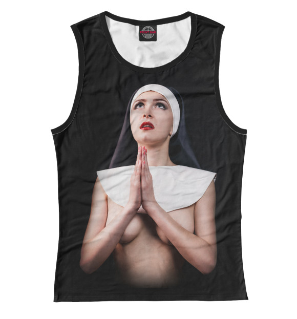 Женская майка с изображением Монашка цвета Белый