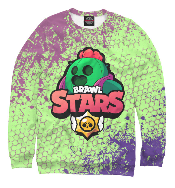 Мужской свитшот с изображением Brawl Stars Spike цвета Белый