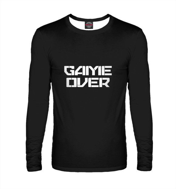 Мужской лонгслив с изображением GAME OVER цвета Белый