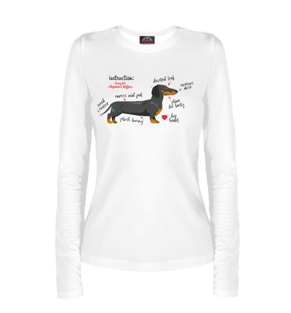 Женский лонгслив с изображением Такса цвета Белый