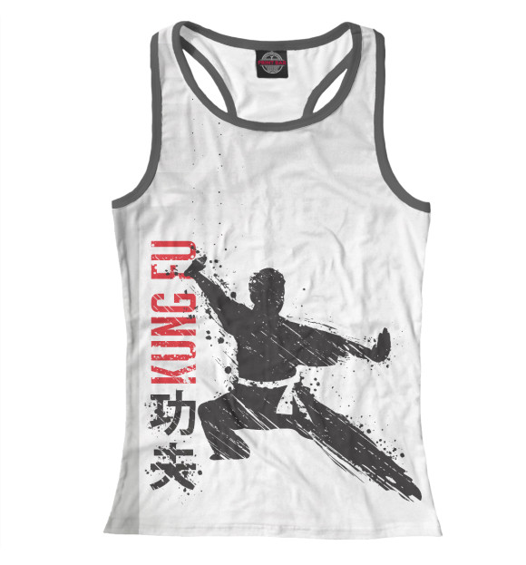 Женская майка-борцовка с изображением Kung Fu цвета Белый