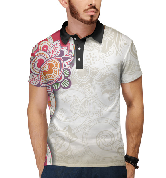 Мужское поло с изображением VENEDA цвета Белый