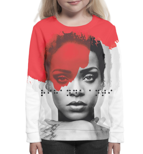 Свитшот для девочек с изображением Rihanna цвета Белый